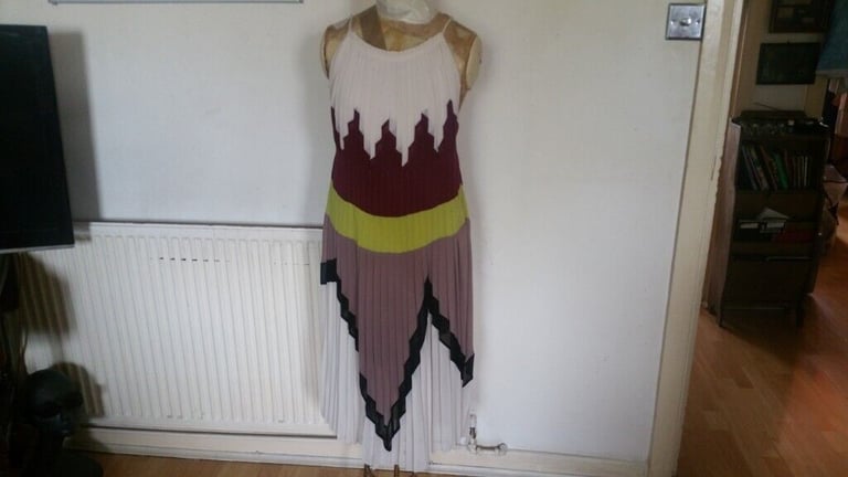 Rare Vintage 00's Designer BCBG MAXAZRIA ' THE MUSE ' Runway Colour Block Dress. Ex Cond. Size : S 