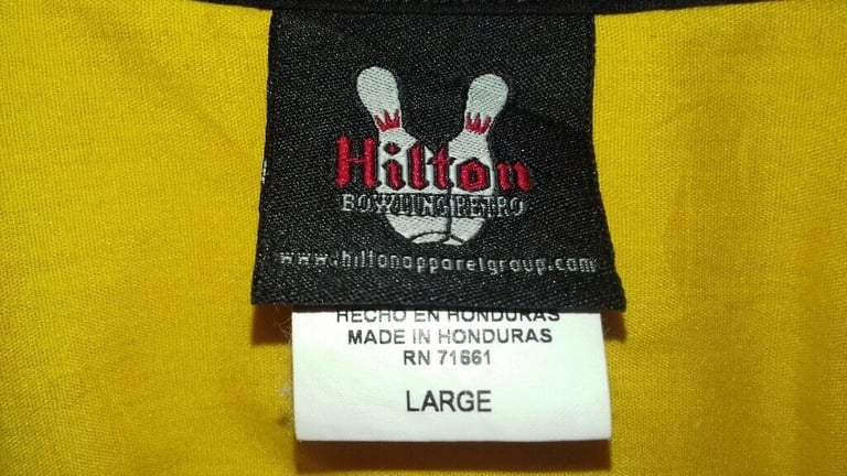 HILTON RETRO MEN'S BOWLING NORTHERN SOUL YELLOW SHIRT SIZE L