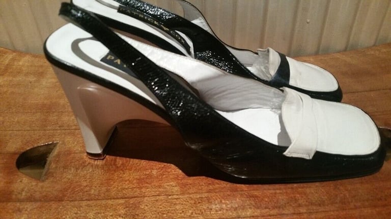 Rare Vintage 90's Designer PATRICK COX Square Toe Slingback Leather Shoes. N. Mint Cond. Size 37