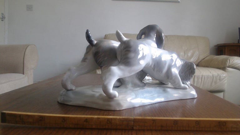 Bone China Dogs , made in China ,40 years old, 12 inches long