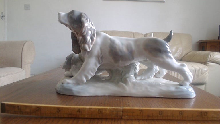 Bone China Dogs , made in China ,40 years old, 12 inches long
