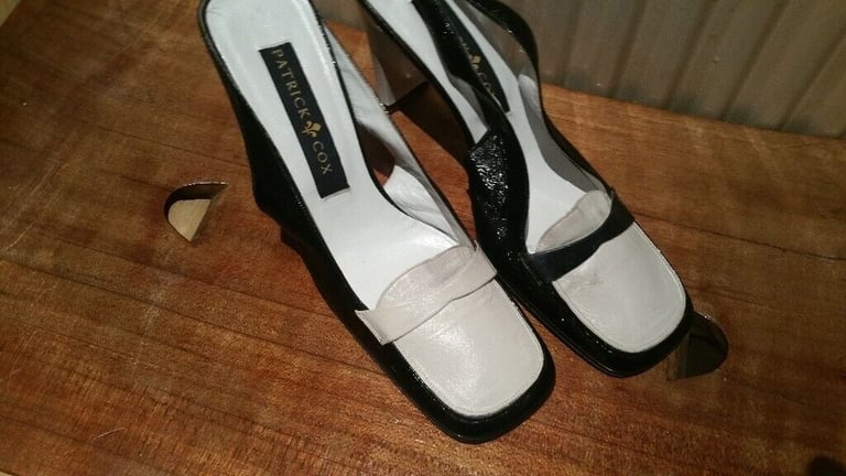 Rare Vintage 90's Designer PATRICK COX Square Toe Slingback Leather Shoes. N. Mint Cond. Size 37