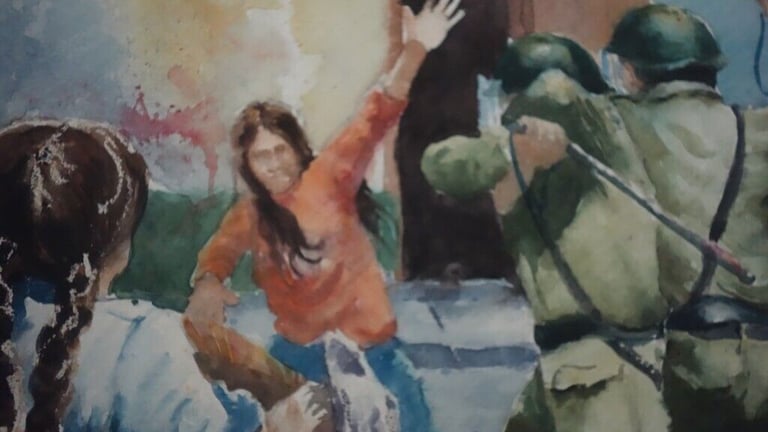 From Peru. Vintage original watercolour painting. Early 1990s. Untitled/Unknown artist. 