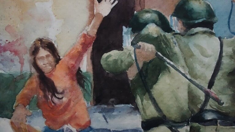 From Peru. Vintage original watercolour painting. Early 1990s. Untitled/Unknown artist. 