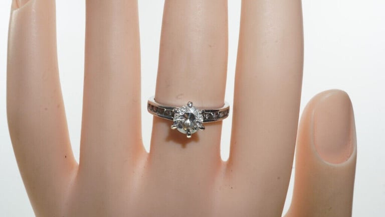 image for AE-STERLING SILVER - Crystal Silver Cocktail Ring Size 'N 1/2' 2.8 Grams