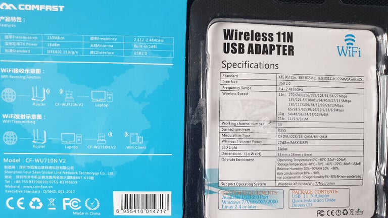 Mini 150,300,600Mbps USB 2.0 802.11N/G/B Wireless Wifi LAN Network Card Adapter