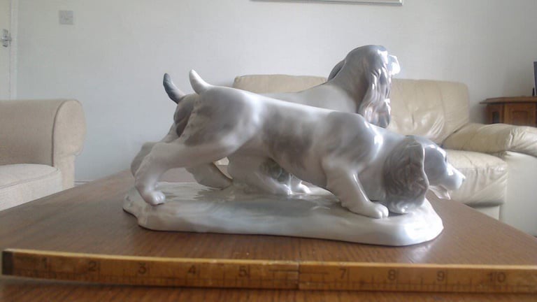 Bone China Dogs , made in China ,40 years old, 12 inches long