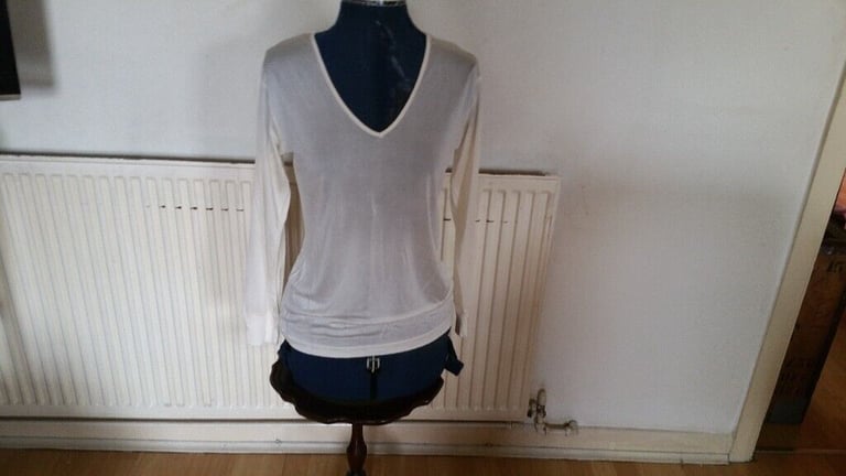 Vintage 00's Designer PATRA Silk Sheer Long Sleeve Ladies Top. Ex Cond. Size : XS 