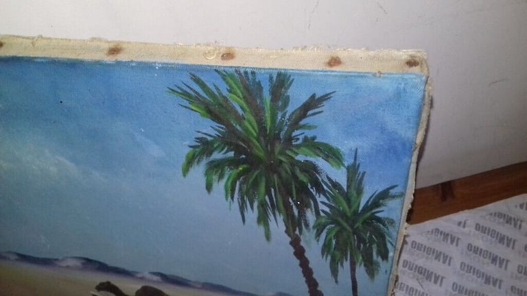 UNIQUE OIL PAINTING OF A DESERT SCENE ON CANVAS