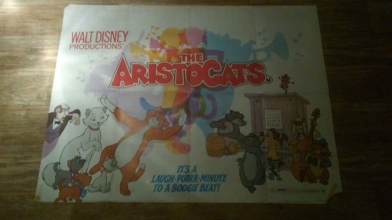 image for rare walt disney the aristocats orig cinema quad poster 70's 