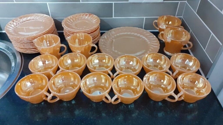Vintage anchor hocking porcelain tea set
