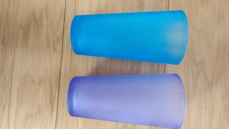 image for 2 coloured frosted tall glasses.