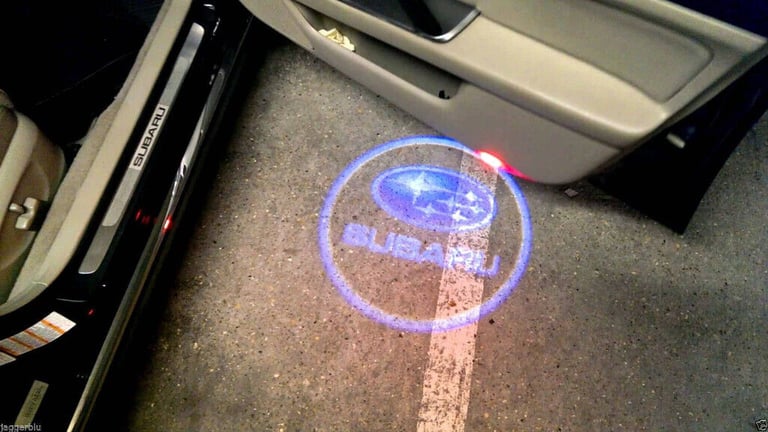 2 x SUBARU LED 3D GHOST LASER DOOR LOGOS TOP QUALITY