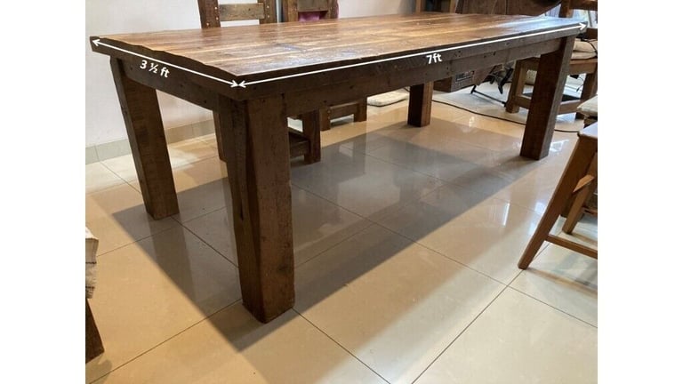 image for TW11 7ft 6/8px Huge Chunky Solid wood dining table farm house rustic