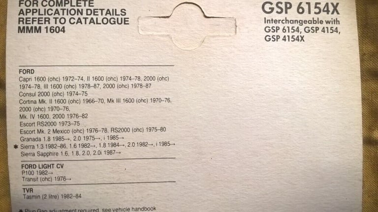 Ford Escort, Cortina Sierra & Transit OHC  NOS. Pinto Spark Plugs.    