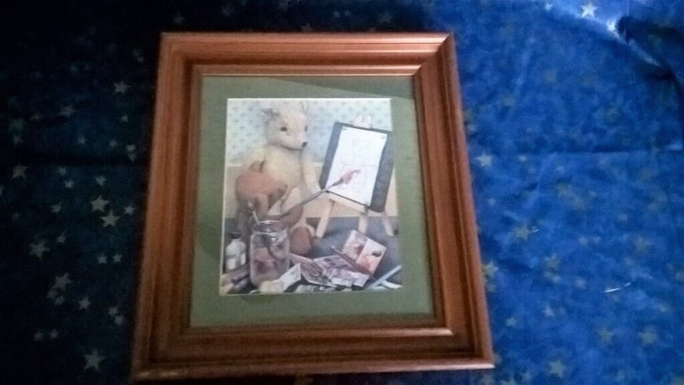 Collection of 6 Jane Hissey's pine framed picture's 