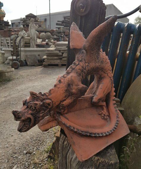 image for Small Dragon Angled Roof Ridge Tile Finials Stone Garden Ornament