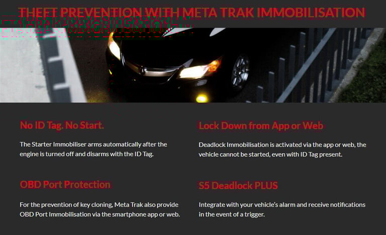 Insurance approved Tracker system Meta Trak S5 Deadlock 
