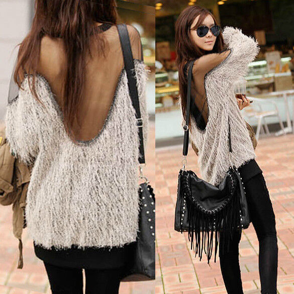 NEW Sexy Womens Sheer Long Sleeve Top Pullover Brand New Jumper-Size 8 10 12 14