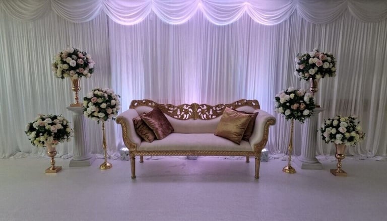 Wedding Decor, Chair Cover, Flowerwall, Stage Backdrop, Chiavari Hire,  Throne, Light, Table Linen | in Croydon, London | Gumtree