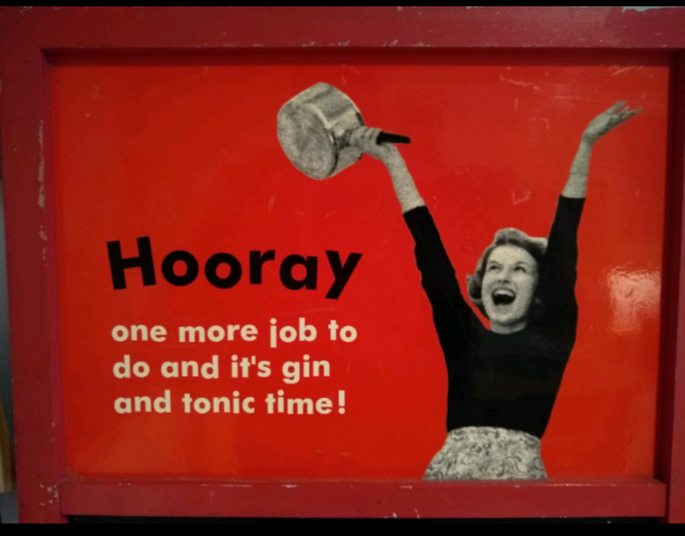 Large retro vintage 'gin and tonic' pub bar chalk message board