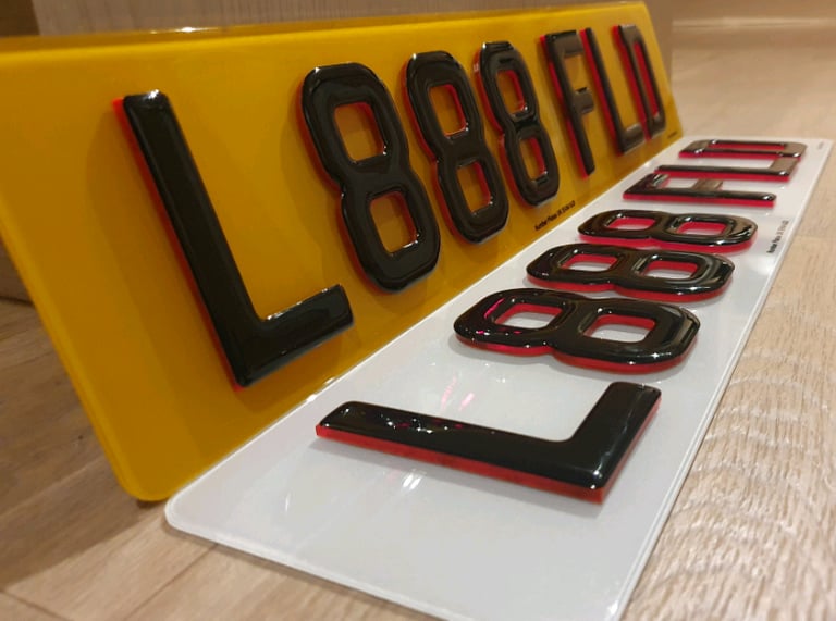 3mm Neon Red 4D Black Gel Car Number Plates  