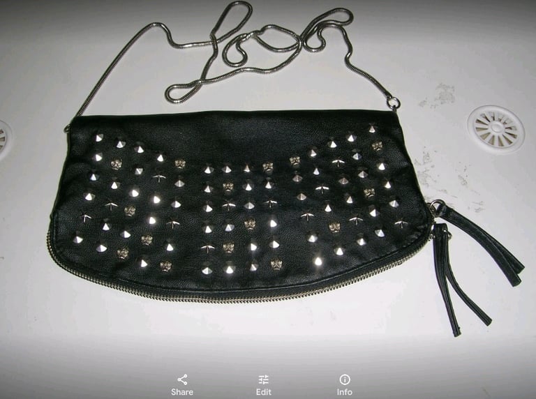 image for H&M black faux leather clutch & shoulder bag 9 inch × 5 inch folded (Peterlee)