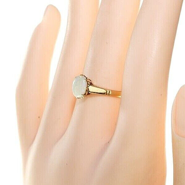  AE-9 CARAT GOLD - Vintage Gold Opal Ring Size 'N 1/2'  Birmingham 1982 Hallmark