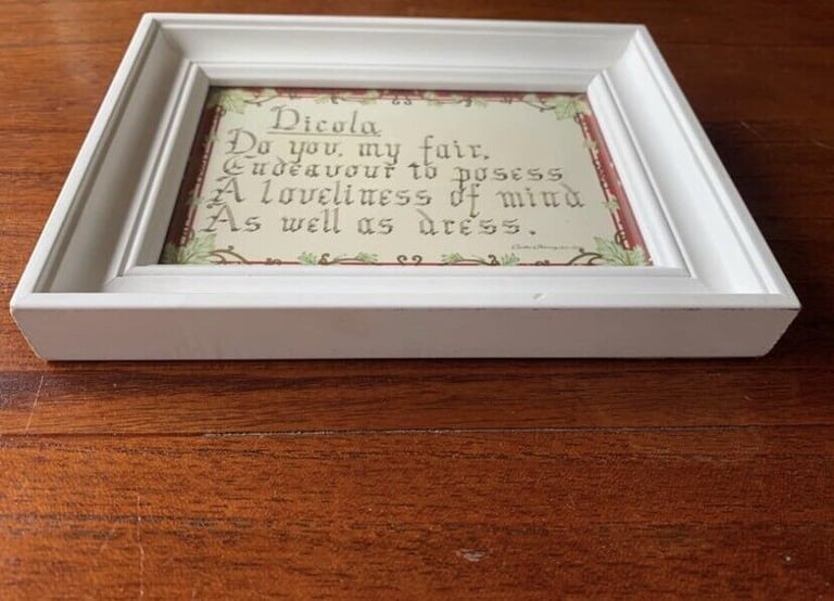 ‘Nicola’ White Framed Name Verse Calligraphy ‘Do You My Fair...’ Wall Art Gift