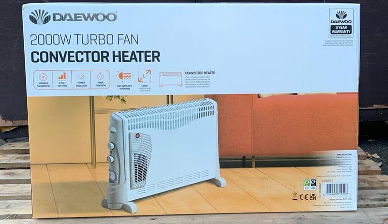Convector Heater Turbo Fan 3 heat settings Daewoo