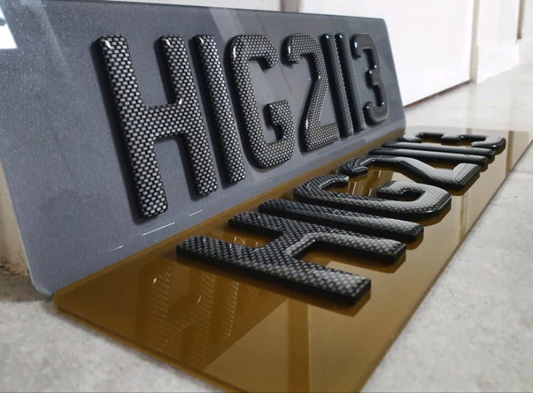 Tinted Car Number Plates 3D Gel 4D Laser Cut 4D Gel