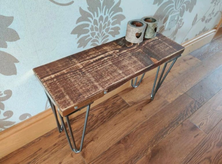 Rustic Bench, with Steel Hairpin Legs 