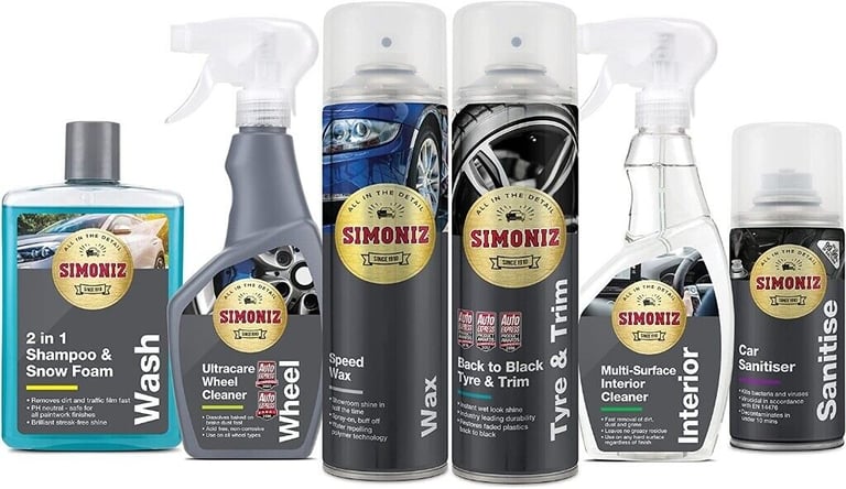 SIMONIZ 'The Works' Car Cleaning Kit, 6 Piece Kit to Clean, Shine and Protect, Brand New