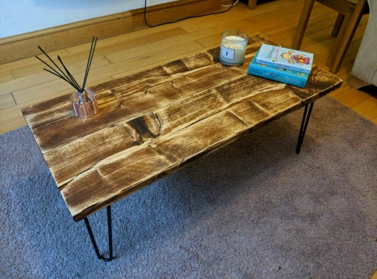image for Handcrafted Rustic Table, with Hairpin Legs 