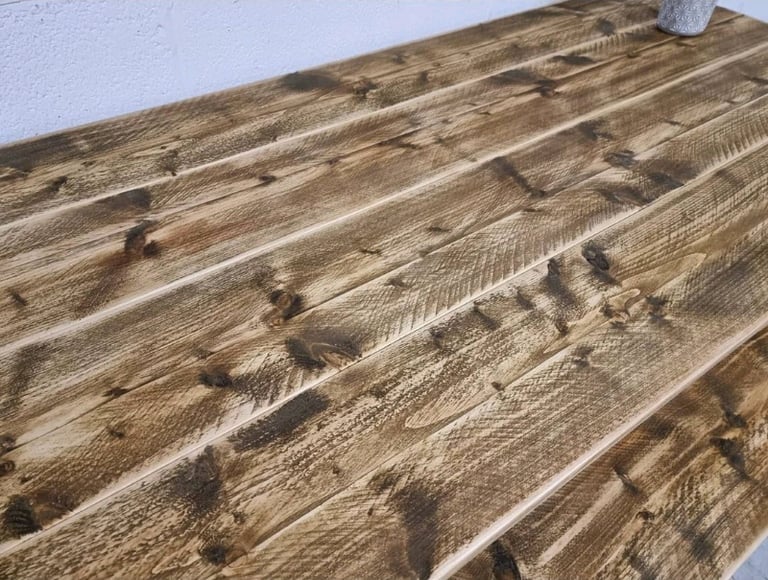 Rustic Dining Table (with One, or Two Benches) & Steel Hairpin Legs