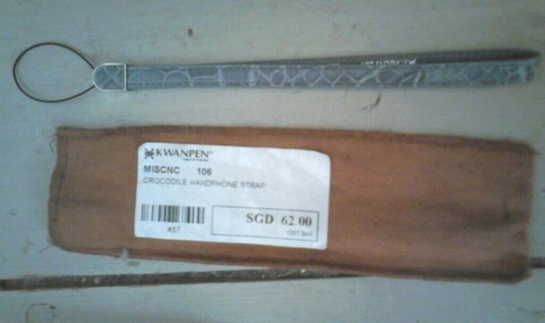 Genuine grey Crocodile Handphone strap (New K Wanpen)