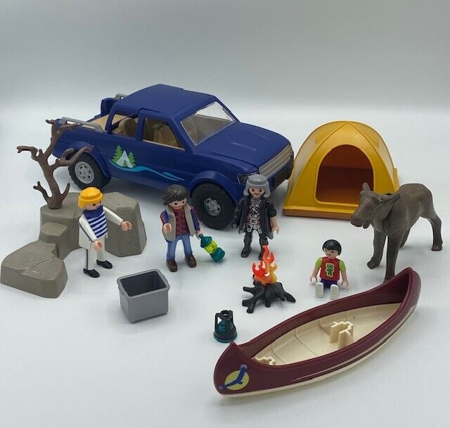 Playmobil Wildlife Camping Adventure Playset 5669 Used Car & Figures