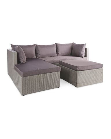 Grey Rattan Corner Sofa With Cover