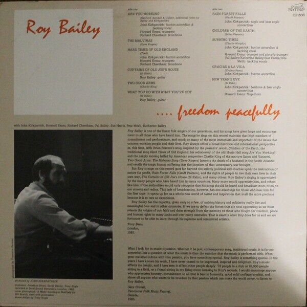 Roy Bailey ‎– ...Freedom Peacefully LP. Like New Lyric Inner And Sleeve £15