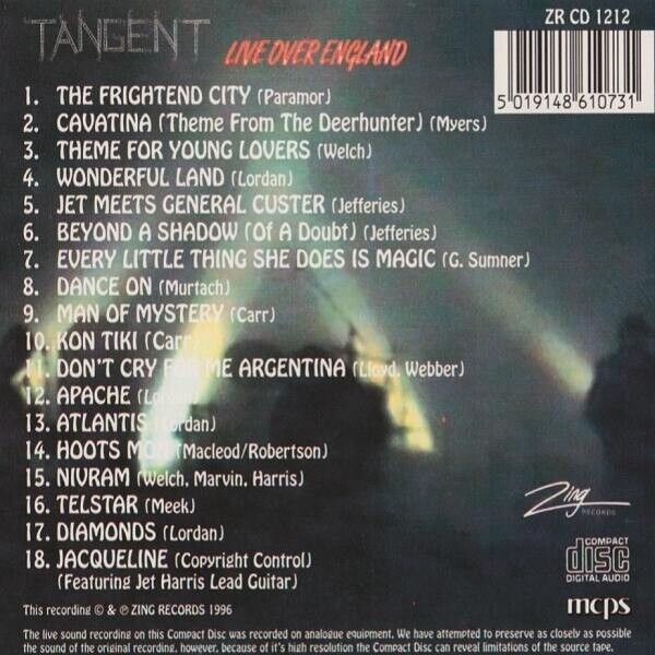 TANGENT/SHADOWS JET HARRIS LIVE OVER ENGLAND BULK CD SALE NEW 150 COPIES WITH FREE UK DELIVERY.