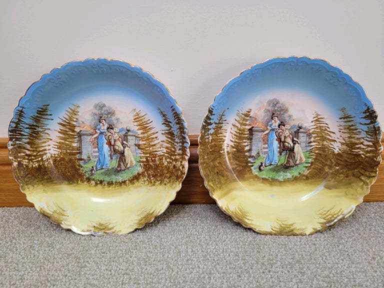 Matching pair of 2 Large Antique Decorative Bowls