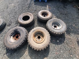 Selection of 10 . 80 r12 wheels and tyres tractor trailer 