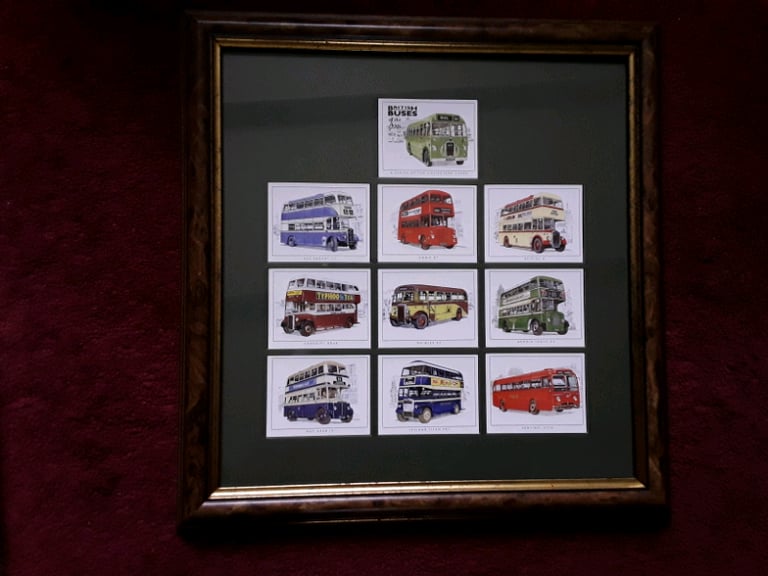 BRITISH BUSES OF 1950's FRAMED DISPLAY.