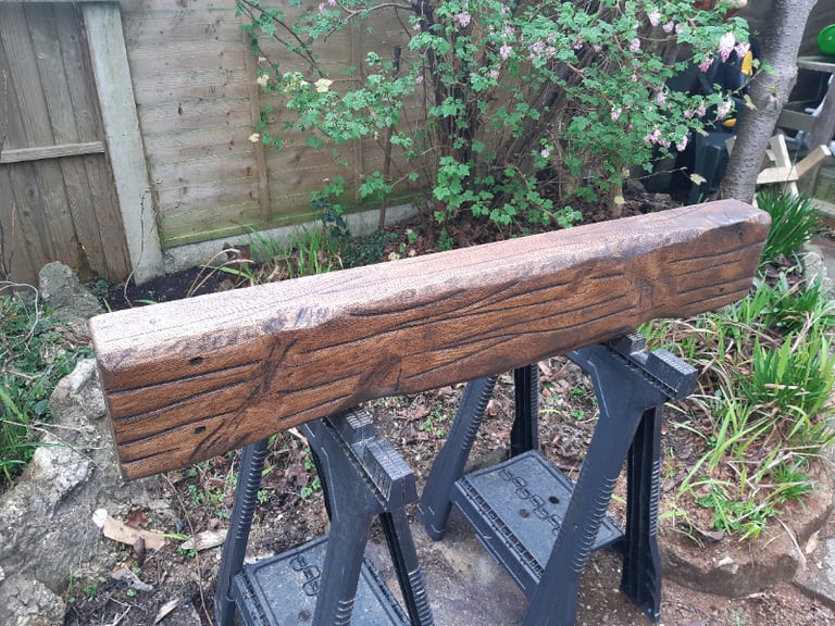 Solid Oak Beam Mantle Rustic Fireplace 