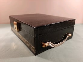 image for Design Philipp Vintage Jewellery Box Faux Crocodile Leather with Chain