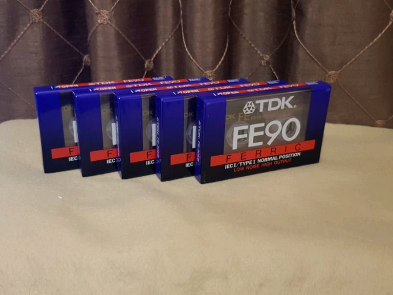 TDK FE90 Ferric Blank Cassette Tape X5 New Sealed. 
