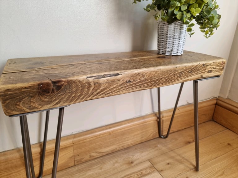 Chunky Rustic Side Tables, with Steel Hairpin Legs (Chunky Wood)