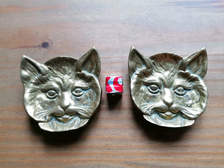 image for Heavy brass) vintage ornamenta cat facel ash trays
