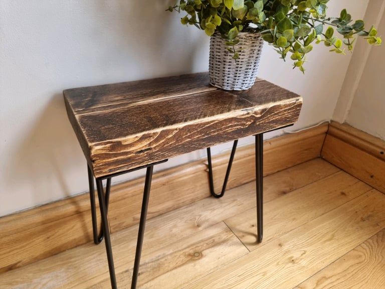 Chunky Rustic Side Tables, with Steel Hairpin Legs (Chunky Wood)