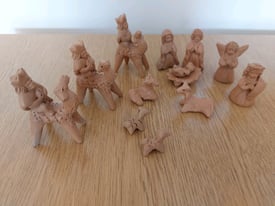 Handmade clay NATIVITY scene. 12 pieces